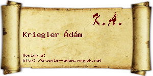 Kriegler Ádám névjegykártya