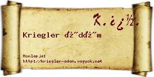 Kriegler Ádám névjegykártya
